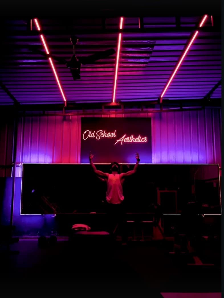 Old School Aesthetics neon sign — gym in Madurai since 2018
